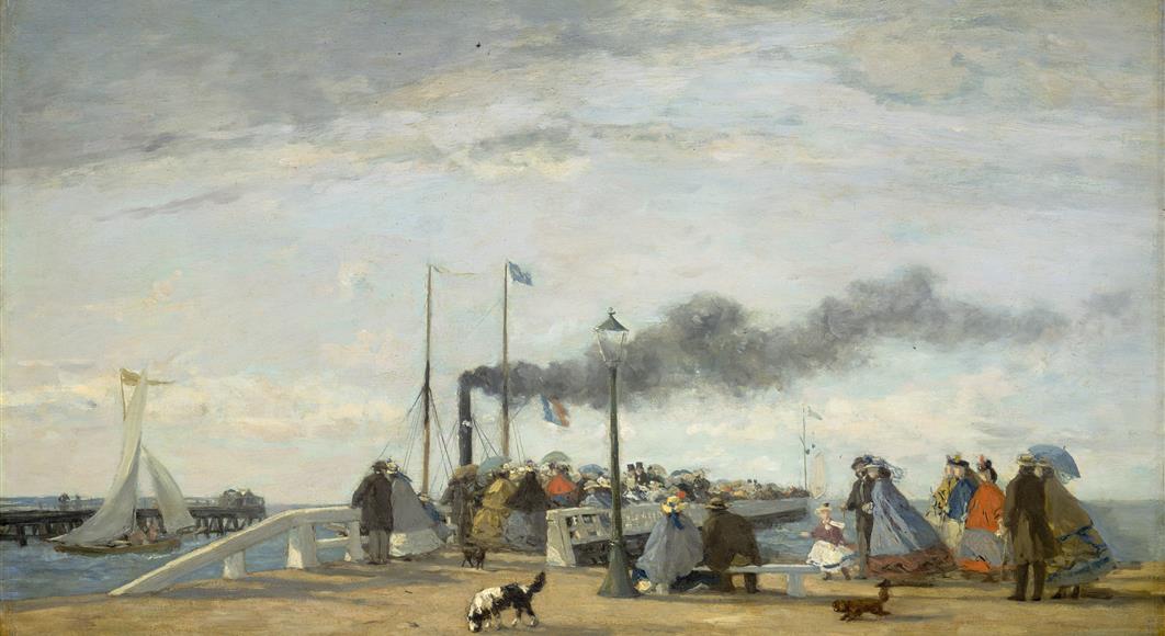 L'Embarcadère et la jetée de Trouville, 1863, huile sur bois